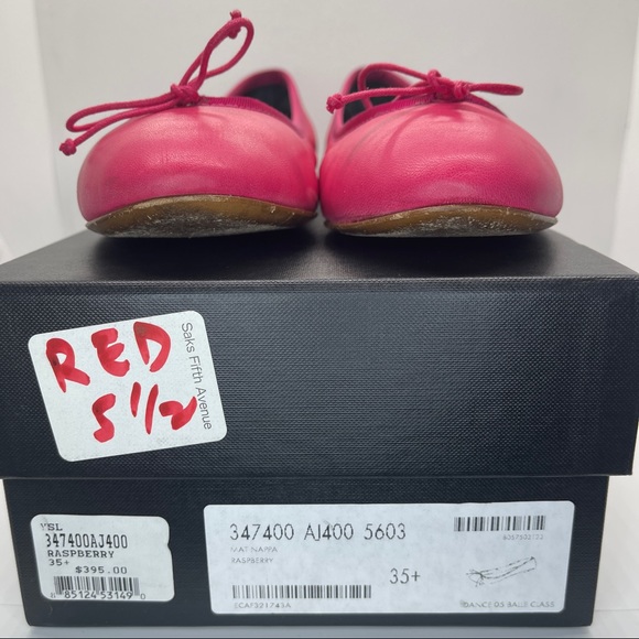 Saint Laurent Dance Leather Ballet Flats in raspberry pink size 35.5 - Picture 8 of 9